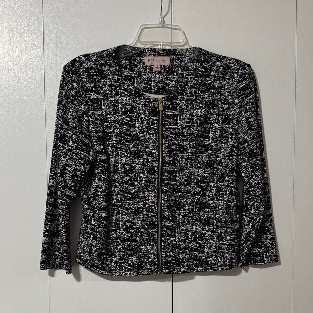 Philosophy Black and White Textured Blazer